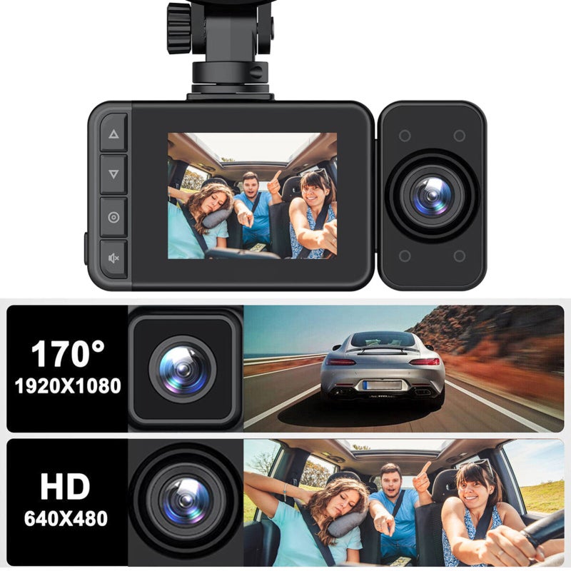 Dash Cam: 1080P Triple HD 170° Front 110° Cabin 110° Rear Black - Sensor-triggered Loop Recording Parking Monitoring Built-in Wi-Fi for Driving Safety & Vehicle Owners - Image 5