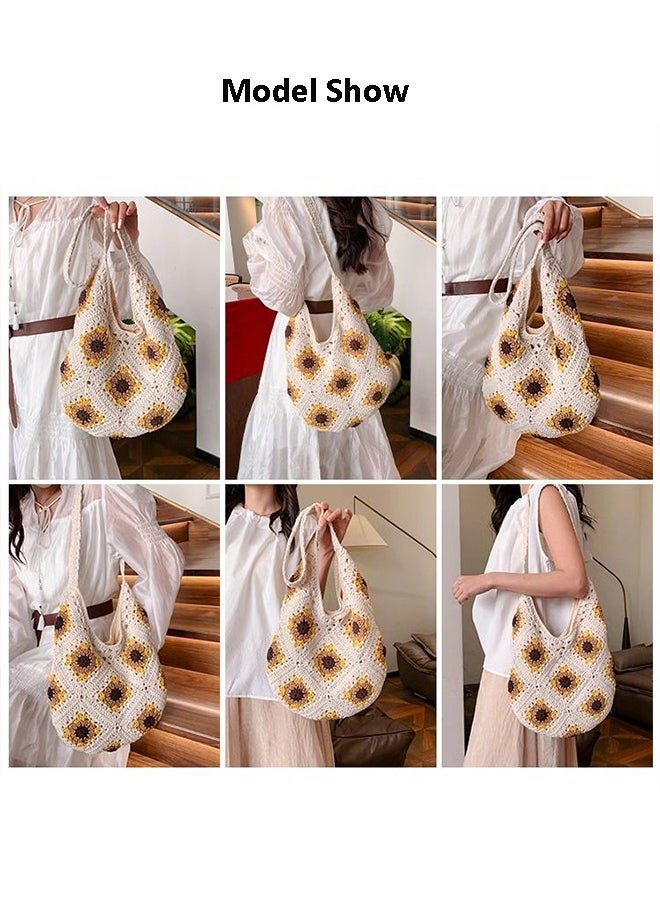 BLLE ROWN Stylish Women's  Beach Bag with Sunflower Design,Trendy  Summer Fashion Ladies Tote Bag, Large Capacity Lightweight Shoulder Bag for GirlsTravel, School, Vacation,Daily Use  - Image 4