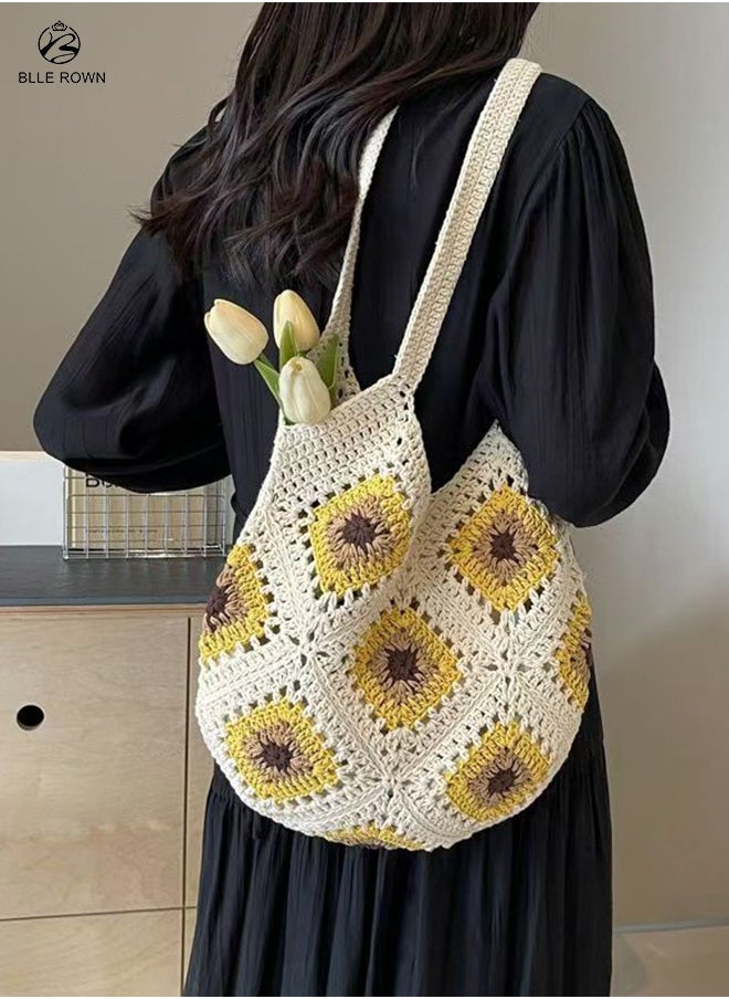 BLLE ROWN Stylish Women's  Beach Bag with Sunflower Design,Trendy  Summer Fashion Ladies Tote Bag, Large Capacity Lightweight Shoulder Bag for GirlsTravel, School, Vacation,Daily Use  - Image 1