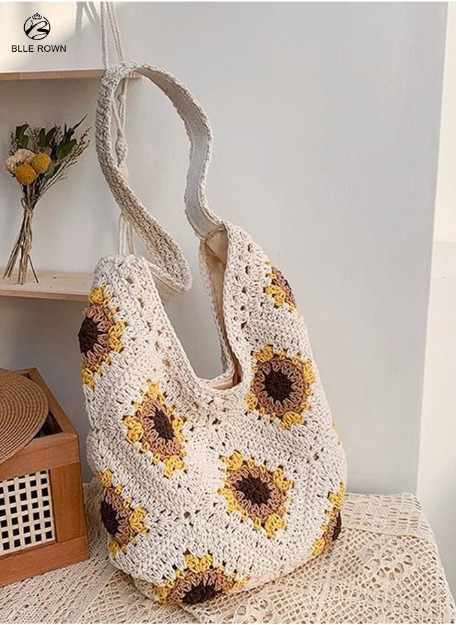 BLLE ROWN Stylish Women's  Beach Bag with Sunflower Design,Trendy  Summer Fashion Ladies Tote Bag, Large Capacity Lightweight Shoulder Bag for GirlsTravel, School, Vacation,Daily Use  - Image 2