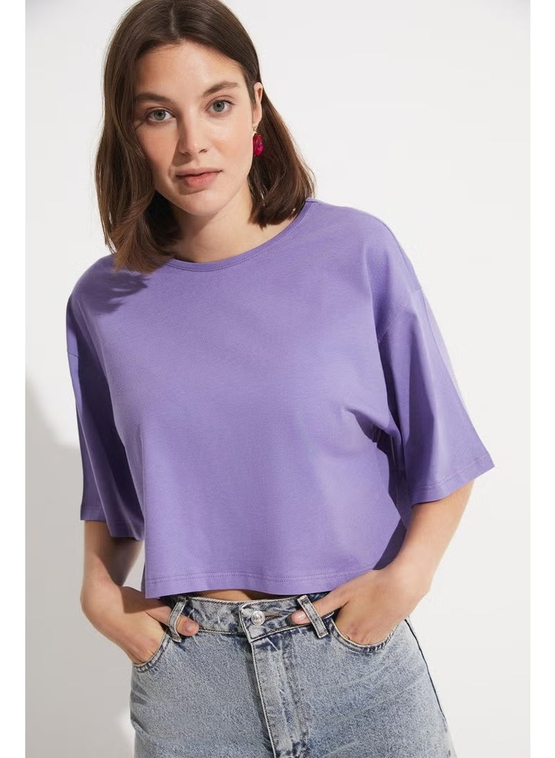 JUNE 100% Cotton Loose Crop T-Shirt - Image 1