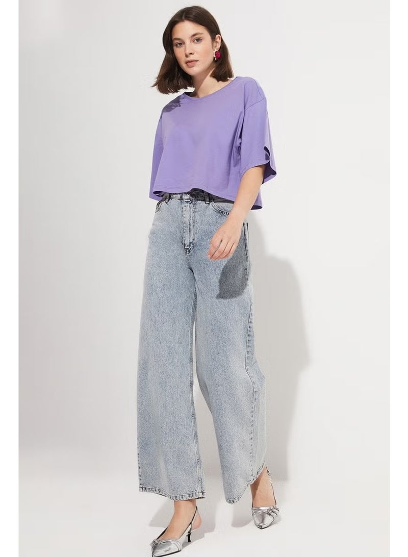 JUNE 100% Cotton Loose Crop T-Shirt - Image 2