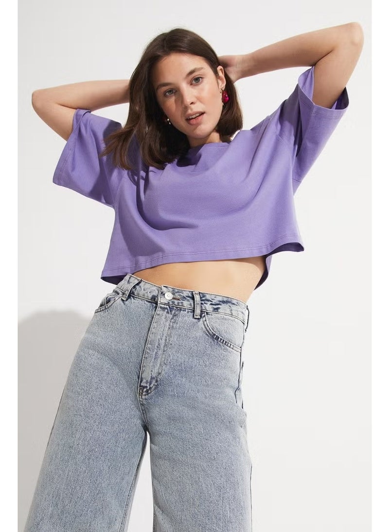 JUNE 100% Cotton Loose Crop T-Shirt - Image 3