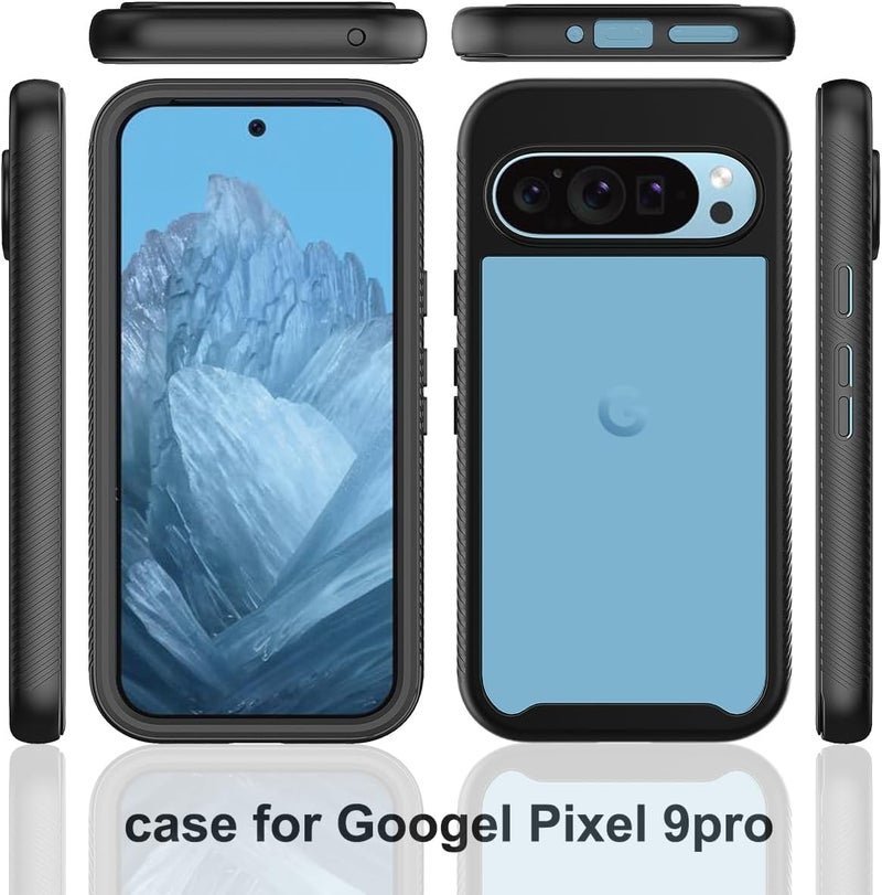 زيني غطاء لهاتف Google Pixel 9 Pro/Pixel 9، حماية صدمات 360 درجة مع حماية شاملة وواقي شاشة مدمج، غطاء خارجي متين بإطار، أزرق فاتح - Image 4