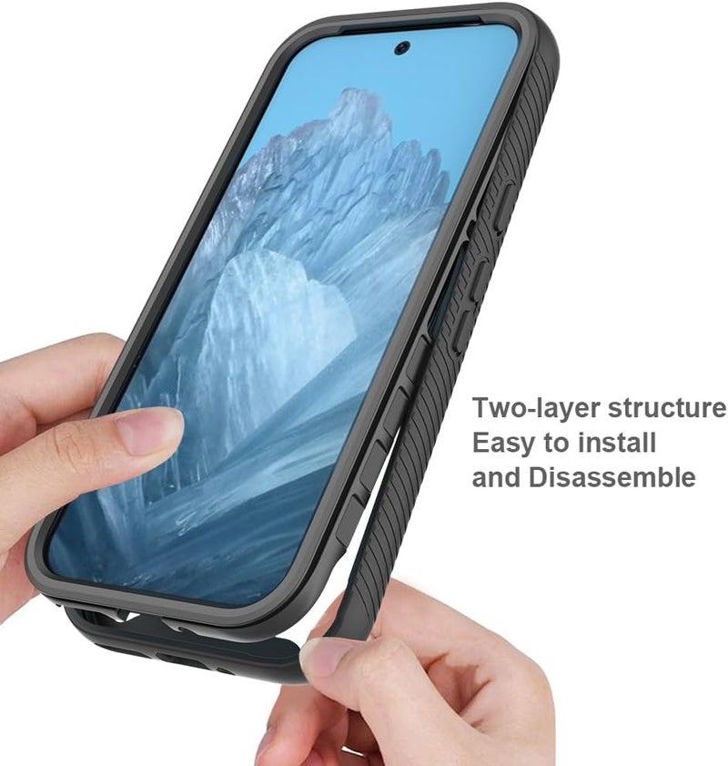 زيني غطاء لهاتف Google Pixel 9 Pro/Pixel 9، حماية صدمات 360 درجة مع حماية شاملة وواقي شاشة مدمج، غطاء خارجي متين بإطار، أزرق فاتح - Image 3