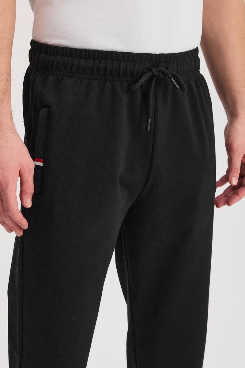 mmetalic Black-Anthracite Men's Zippered Pocket Embroidery Detailed Straight Leg Relaxed Cut Daily 2-Pack Sweatpants MTLCE107  - Image 4