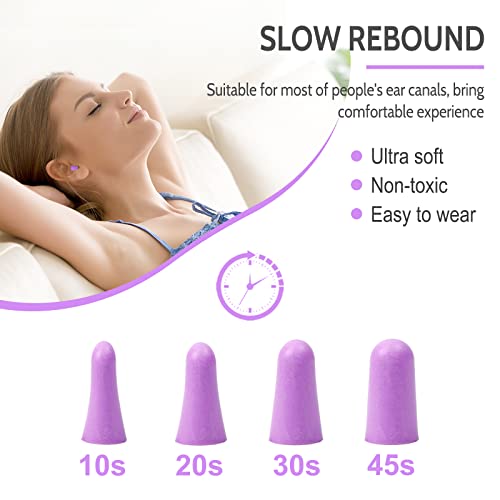 LYSIAN Ultra Soft Foam Earplugs Sleep - 38dB SNR Noise Cancelling Ear Plugs for Sleeping, Shooting, Snoring, Work Loud Sound Reduction- 60 Pairs Valued Pack,Purple - Image 2