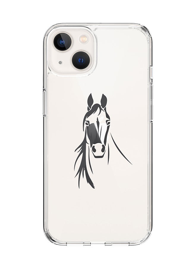 Classic Clear Case for Apple iPhone 14 Plus Case Hybrid Soft Cover Flexible Edges Anti Drop TPU PC Gel Thin Transparent Cover - Arabian Stallion