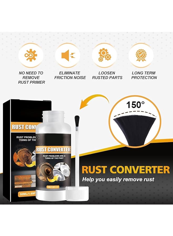 NALACAL 2Pcs Multipurpose Rust Remover, Car Rust Remover, Car Chassis Rust Converter, Water-Based Metal Rust Remover, Rust Inhibitor, Rust Stain Remover, Anti Rust Remover For Car Truck With Brush (50Ml) - Image 2