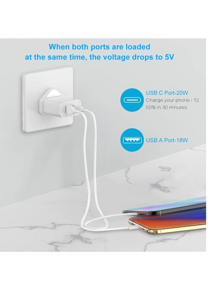 20W PD USB C Plug Charger, Dual Port Wall Plug Charging, with for i Phone 13 Pro i Pad, i Phone 12/12 Mini/12 Pro/Max/11/XR/X, Pixel, Samsung Millet, AirPods Pro(White)… - Image 5