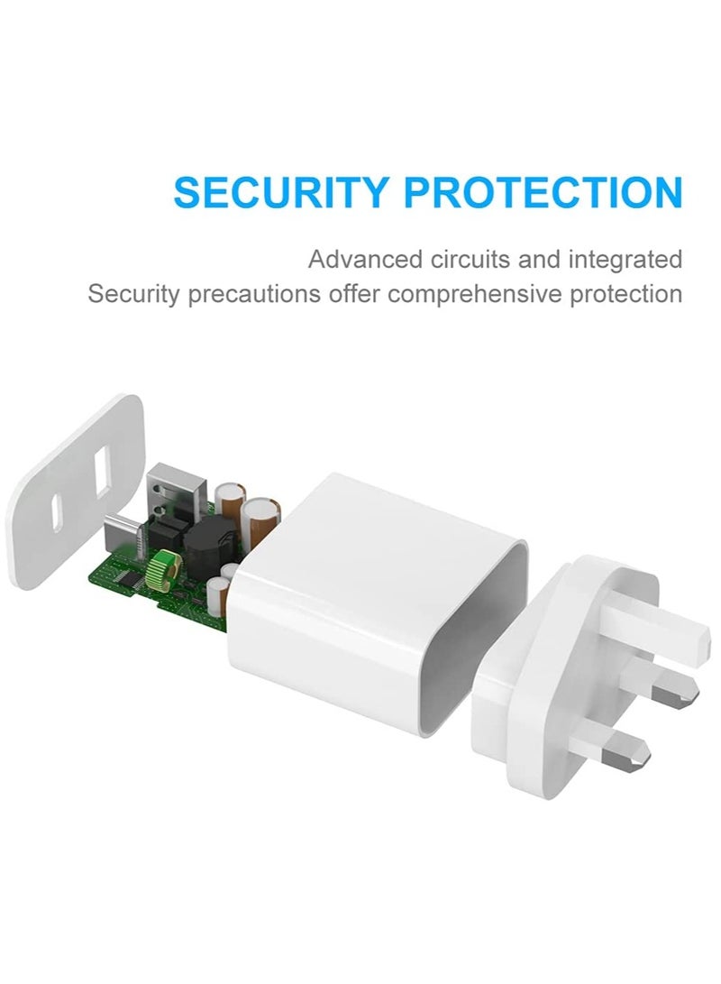 20W PD USB C Plug Charger, Dual Port Wall Plug Charging, with for i Phone 13 Pro i Pad, i Phone 12/12 Mini/12 Pro/Max/11/XR/X, Pixel, Samsung Millet, AirPods Pro(White)… - Image 3