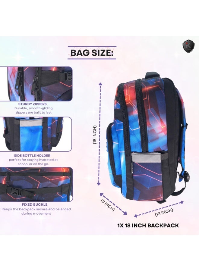 آي-كولا حقيبة ظهر للشباب مقاس 18 بوصة 10 مرات للفوز للبنات والأولاد - حقيبة مقاومة للماء بثلاثة أقسام مع طباعة على العداد (IK951-18BP) - Image 2