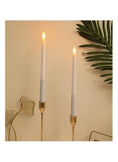 Pack of 2 Flameless LED Candles, Realistic Taper Candles, Battery Operated, Bright Flickering Holder, Decorative Light for Party, Wedding, Halloween, Christmas