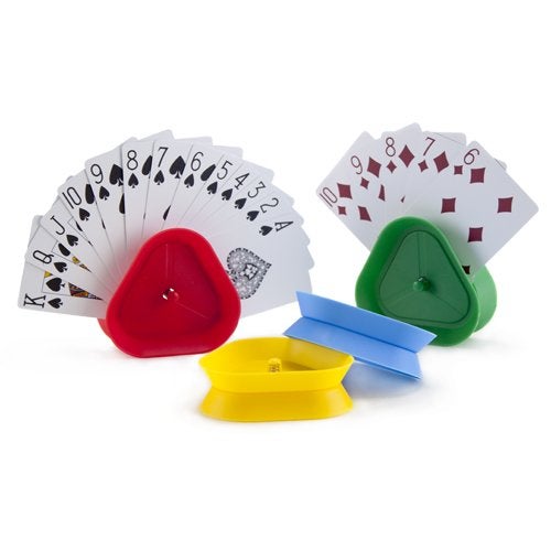 Brybelly Triangle Card Holders for Playing Cards, 4 Pack - Plastic Table Game Accessories & Pieces for Kids, Adults, Seniors, Family Fun Night, Poker, Canasta, Parties, & Classroom Activities - Image 2