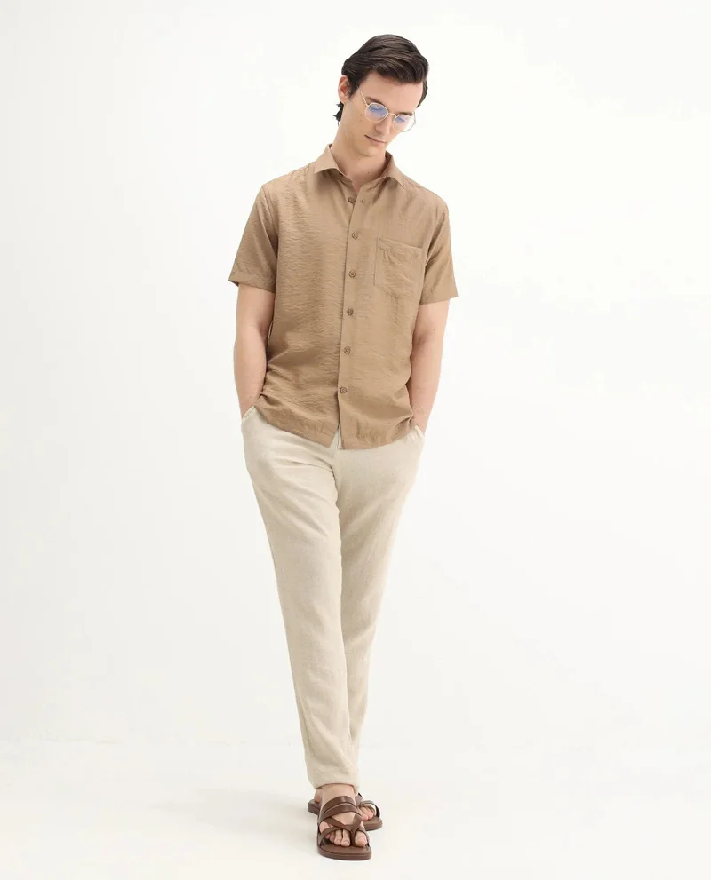Rare Rabbit Men's Regular Fit Solid Shirt With Pocket