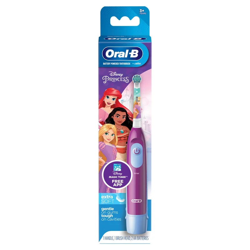 Oral-b  Battery Toothbrush Featuring Disney Princes for Kids 3+, Precision Clean, Plaque removal, Healthy Gums - DB 5.510.1Knces  | Best Price UAE
