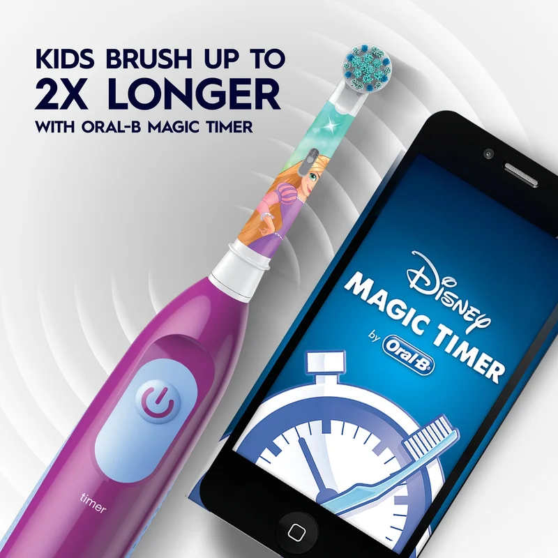 Oral-b  Battery Toothbrush Featuring Disney Princes for Kids 3+, Precision Clean, Plaque removal, Healthy Gums - DB 5.510.1Knces  | Best Price UAE