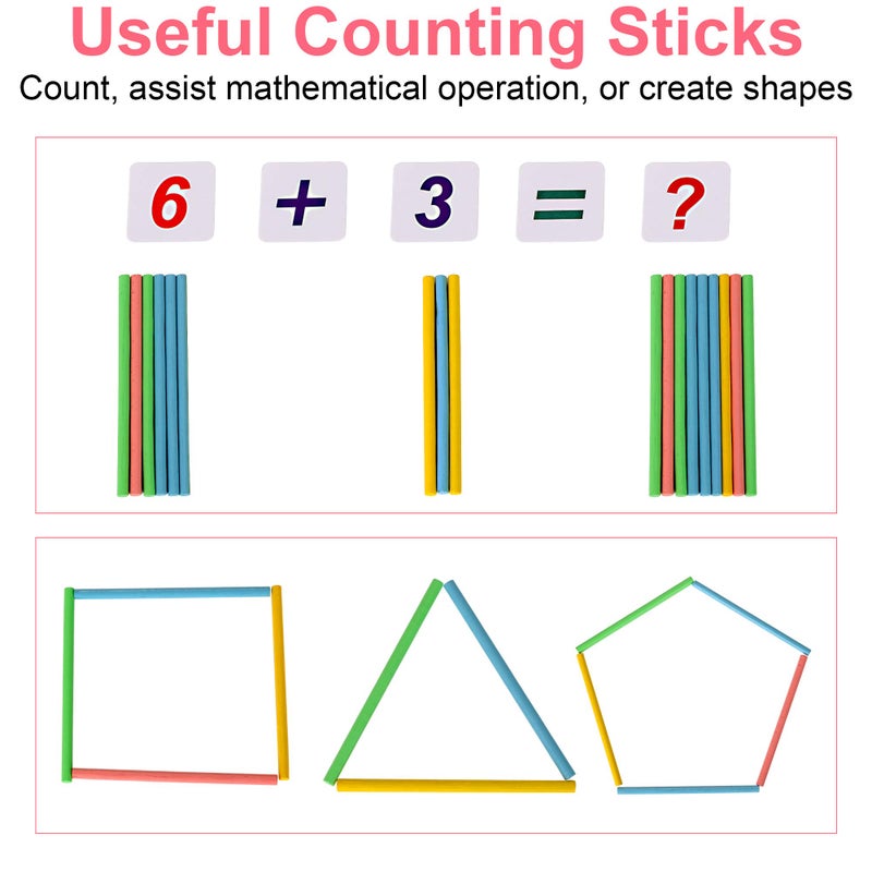 KIDWILL Preschool Math Learning Toy,10-Row Wooden Frame Abacus with Multi-Color Beads, Counting Sticks, Number Alphabet Cards, Gift for 2 3 4 5 6 Years Old Toddlers Boys Girls - Image 5