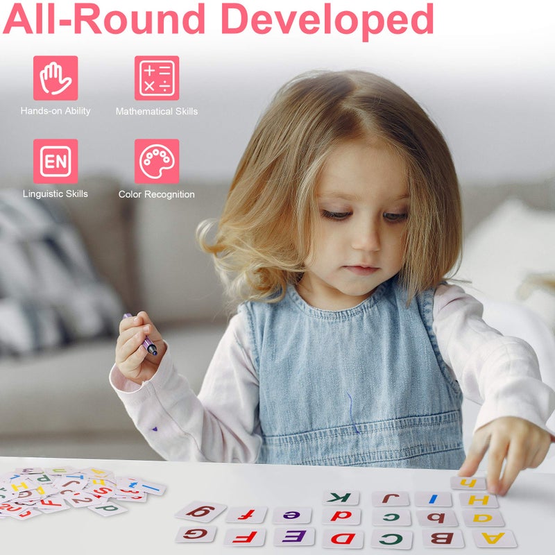 KIDWILL Preschool Math Learning Toy,10-Row Wooden Frame Abacus with Multi-Color Beads, Counting Sticks, Number Alphabet Cards, Gift for 2 3 4 5 6 Years Old Toddlers Boys Girls - Image 3