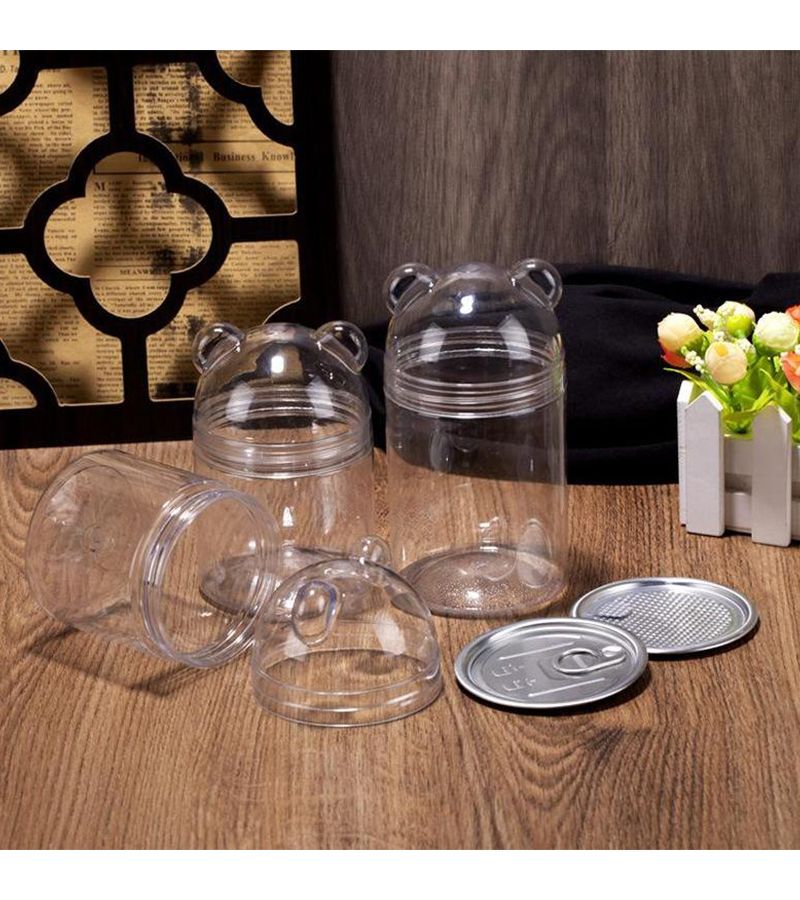صندوق تخزين أكريليك محكم الإغلاق للحلوى والوجبات الخفيفة والبسكويت بتصميم دمية دب كرتوني لطيف وصغير - Image 5