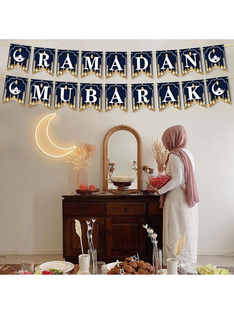 Party Time Ramadan Mubarak Banner Eid Decorations Ramadan Decor Party Supplies - Image 2