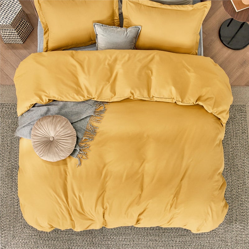 Bedsure Duvet Cover King Size - Soft Double Brushed Bedding Set for Kids & Adults, Zipper Closure, 3 Pieces, Includes 1 Duvet Cover (104"x90") & 2 Pillow Shams, NO Comforter, Golden Yellow - Image 3