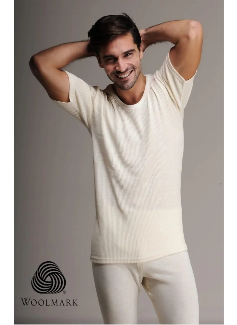 Hasyün 1000 Men's 100% Wool Short Sleeve Undershirt 2 Pieces