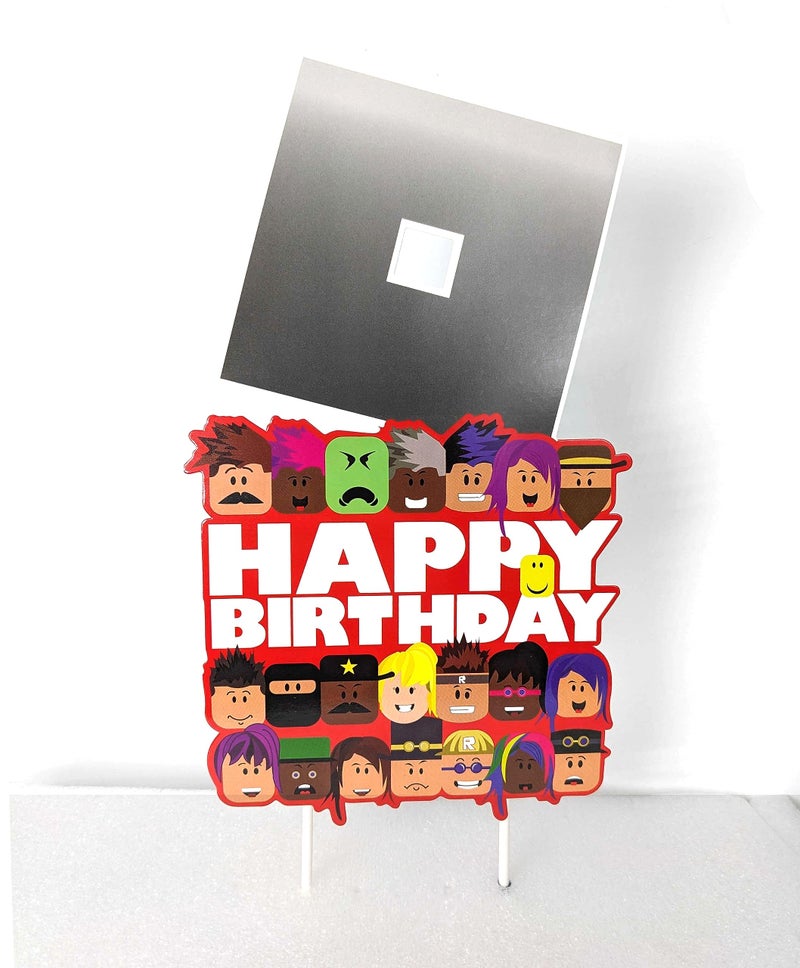 Think Green Fun Blox Gamer Birthday Cake Topper Party Decor - Image 1