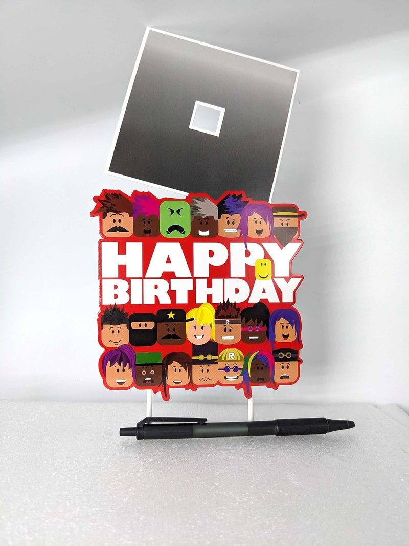 Think Green Fun Blox Gamer Birthday Cake Topper Party Decor - Image 2