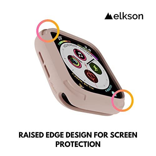 elkson Apple Watch 6 SE 5 4 case 44mm iwatch Quattro Series Bumper Cases Protection Compatible with Apple Watch Durable Military Grade Pink TPU Flexible Shock Proof Resist - Image 3