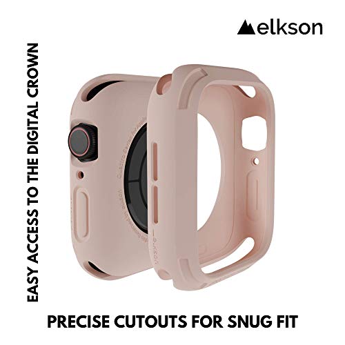 elkson Apple Watch 6 SE 5 4 case 44mm iwatch Quattro Series Bumper Cases Protection Compatible with Apple Watch Durable Military Grade Pink TPU Flexible Shock Proof Resist - Image 2