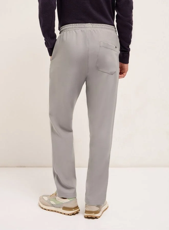THE BEAR HOUSE Men's Light Grey Classic Korean-Inspired Elastic Waist Casual Trouser Versatile Office and Travel Pants Comfortable Fit for Everyday Use Easy to Style Bottomwear for Work Weekend and Outings