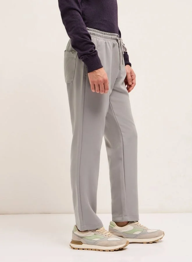 THE BEAR HOUSE Men's Light Grey Classic Korean-Inspired Elastic Waist Casual Trouser Versatile Office and Travel Pants Comfortable Fit for Everyday Use Easy to Style Bottomwear for Work Weekend and Outings