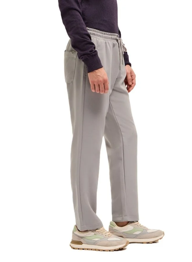 THE BEAR HOUSE Men's Light Grey Classic Korean-Inspired Elastic Waist Casual Trouser Versatile Office and Travel Pants Comfortable Fit for Everyday Use Easy to Style Bottomwear for Work Weekend and Outings