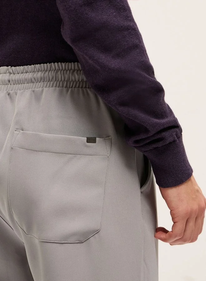 THE BEAR HOUSE Men's Light Grey Classic Korean-Inspired Elastic Waist Casual Trouser Versatile Office and Travel Pants Comfortable Fit for Everyday Use Easy to Style Bottomwear for Work Weekend and Outings