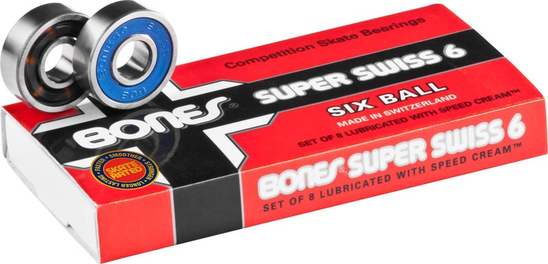 Bones Super Swiss 6 Skateboard Bearings 8 Pack - Image 1