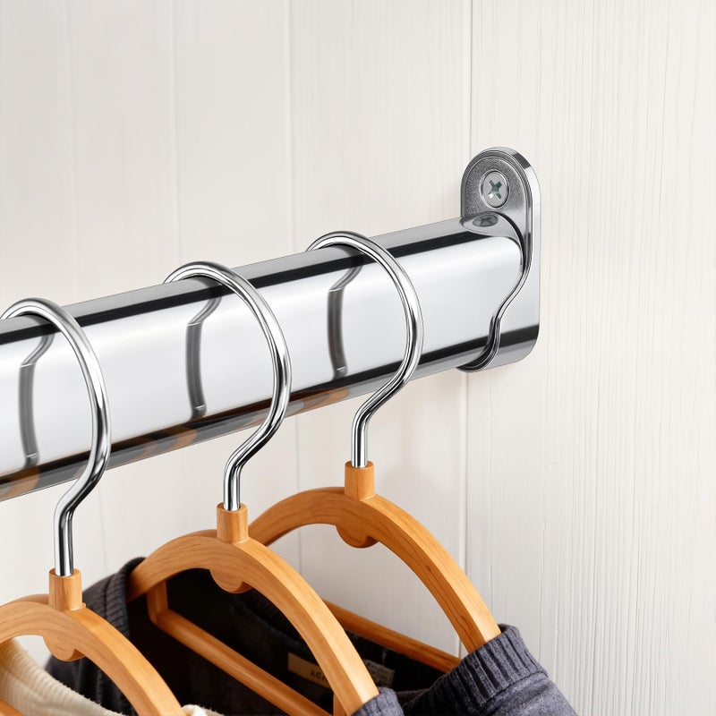 FIRJOY Adjustable Oval Closet Rod with End Supports, Heavy Duty Carbon Steel Wardrobe Rod (Chrome, 17.5" - 29.5") - Image 5