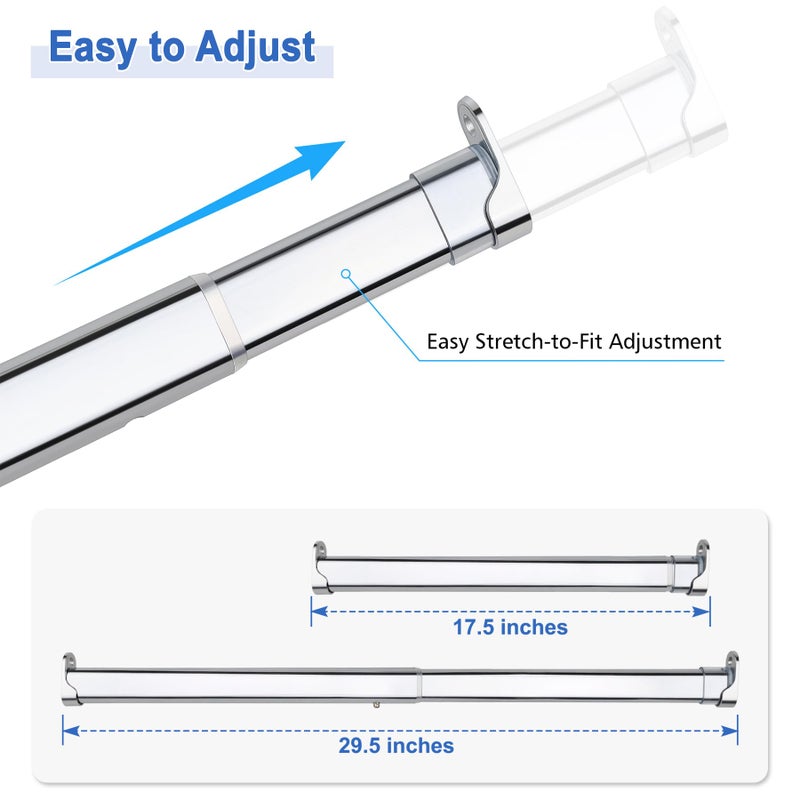 FIRJOY Adjustable Oval Closet Rod with End Supports, Heavy Duty Carbon Steel Wardrobe Rod (Chrome, 17.5" - 29.5") - Image 3