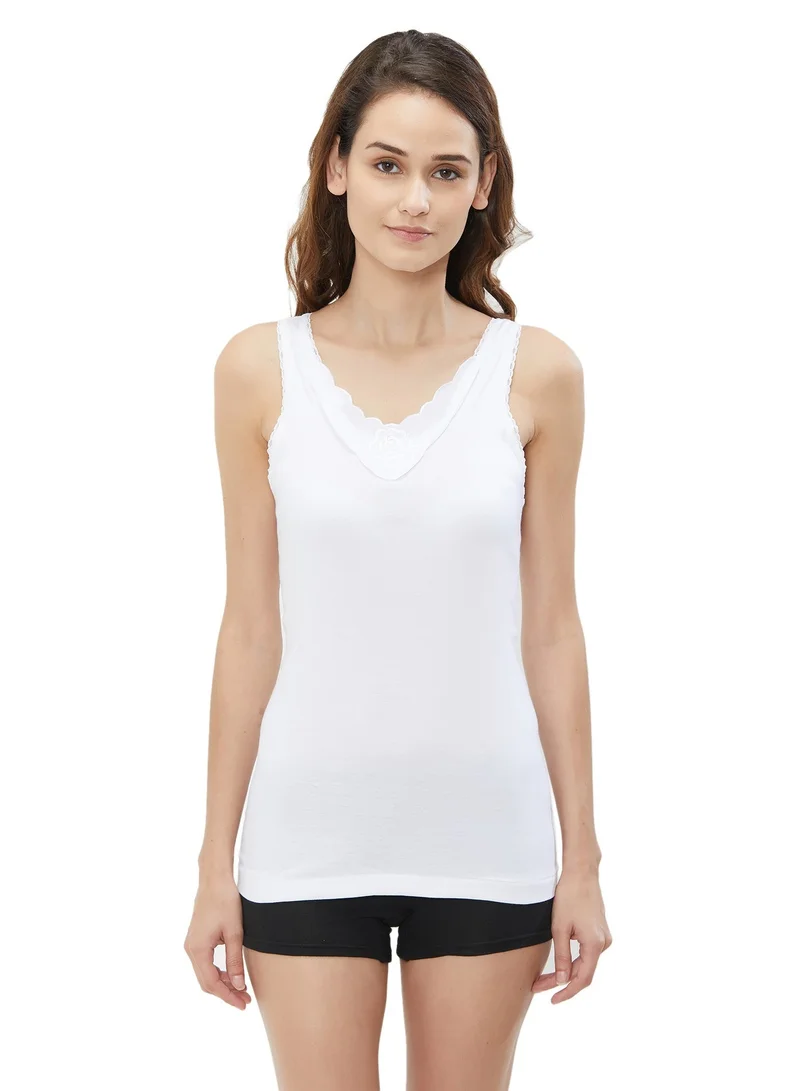 Byc  WOMEN'S COTTON VEST WITH LACE DESIGN (PACK OF 3) - WHITE for Women | Best Price UAE
