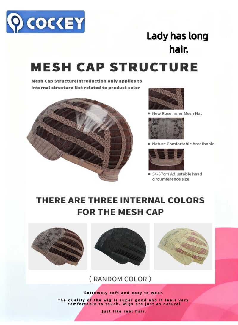 COCKEY Black tea-colored wavy wig is a 16-inch short should-length Bob wig with a curly middle part for women. It looks natural. The synthetic heat-resistant fiber wig is suitable for daily gatherings - Image 5