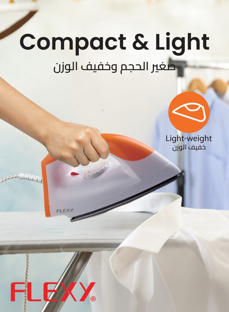 Flexy FLEXY DRY IRON:1000W Power, Non-Stick Teflon Soleplate, Adjustable Temp, Heat Indicator, Swivel Cord, Overheat Protection—Effortless Dry Ironing with Enhanced Safety and Convenience.  - Image 2