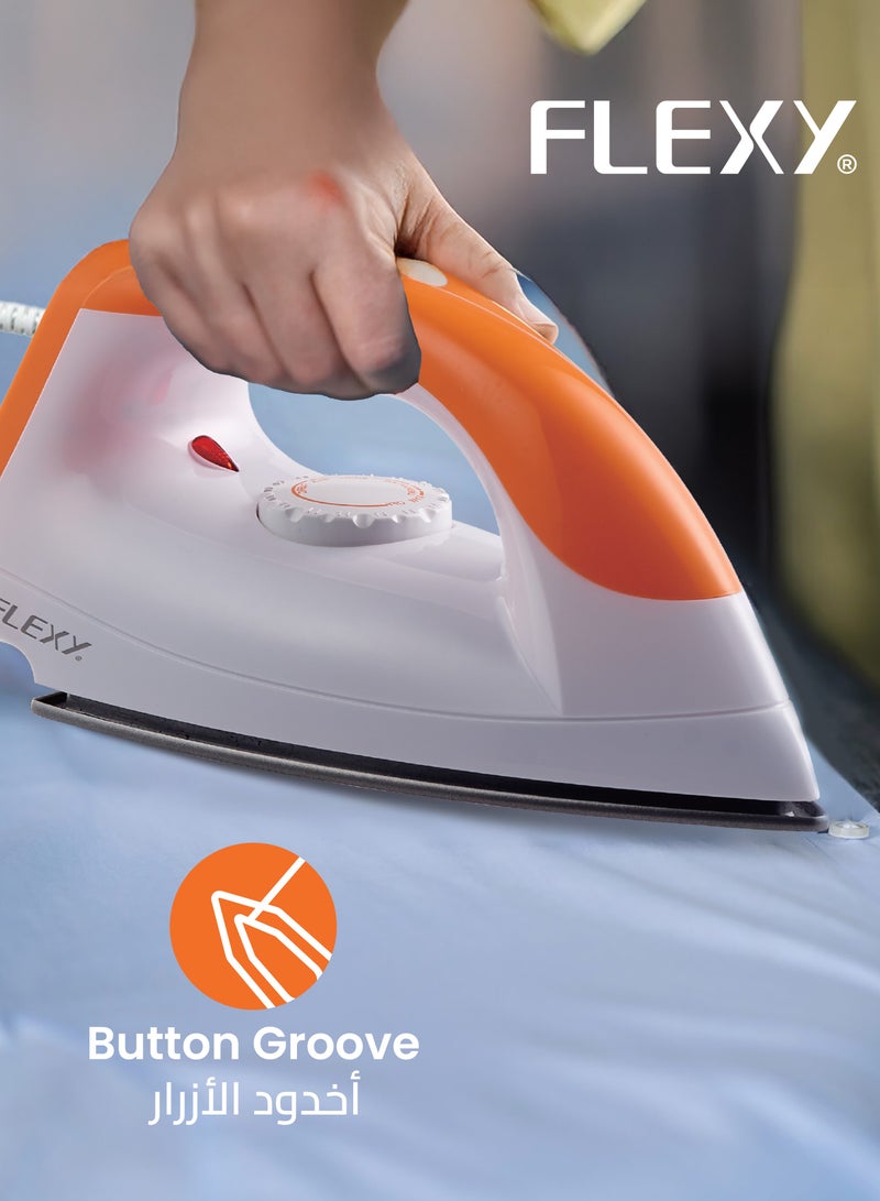 Flexy FLEXY DRY IRON:1000W Power, Non-Stick Teflon Soleplate, Adjustable Temp, Heat Indicator, Swivel Cord, Overheat Protection—Effortless Dry Ironing with Enhanced Safety and Convenience.  - Image 4