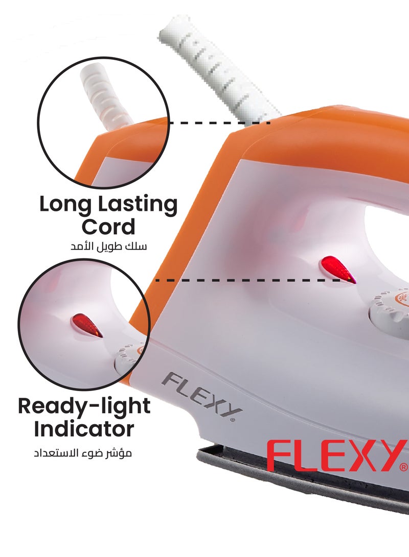 Flexy FLEXY DRY IRON:1000W Power, Non-Stick Teflon Soleplate, Adjustable Temp, Heat Indicator, Swivel Cord, Overheat Protection—Effortless Dry Ironing with Enhanced Safety and Convenience.  - Image 5