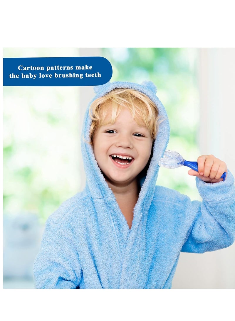 فرشاة أسنان للأطفال على شكل حرف U، قطعتان، فرشاة أسنان للفم بالكامل، مناسبة للأعمار من 2 إلى 6 سنوات، فرشاة أسنان ناعمة لتنظيف الأسنان، فرشاة أسنان للأطفال الصغار بزاوية 360 درجة، فرشاة أسنان على شكل حرف U مع قطعتين من رؤوس الفرشاة المصنوعة من السيليكون (بتصميم رائع) - Image 2