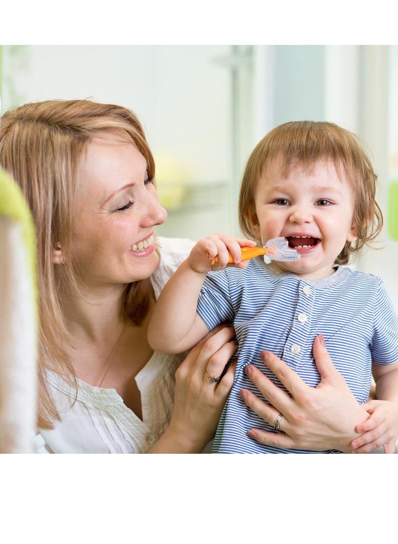 فرشاة أسنان للأطفال على شكل حرف U، قطعتان، فرشاة أسنان للفم بالكامل، مناسبة للأعمار من 2 إلى 6 سنوات، فرشاة أسنان ناعمة لتنظيف الأسنان، فرشاة أسنان للأطفال الصغار بزاوية 360 درجة، فرشاة أسنان على شكل حرف U مع قطعتين من رؤوس الفرشاة المصنوعة من السيليكون (بتصميم رائع) - Image 3