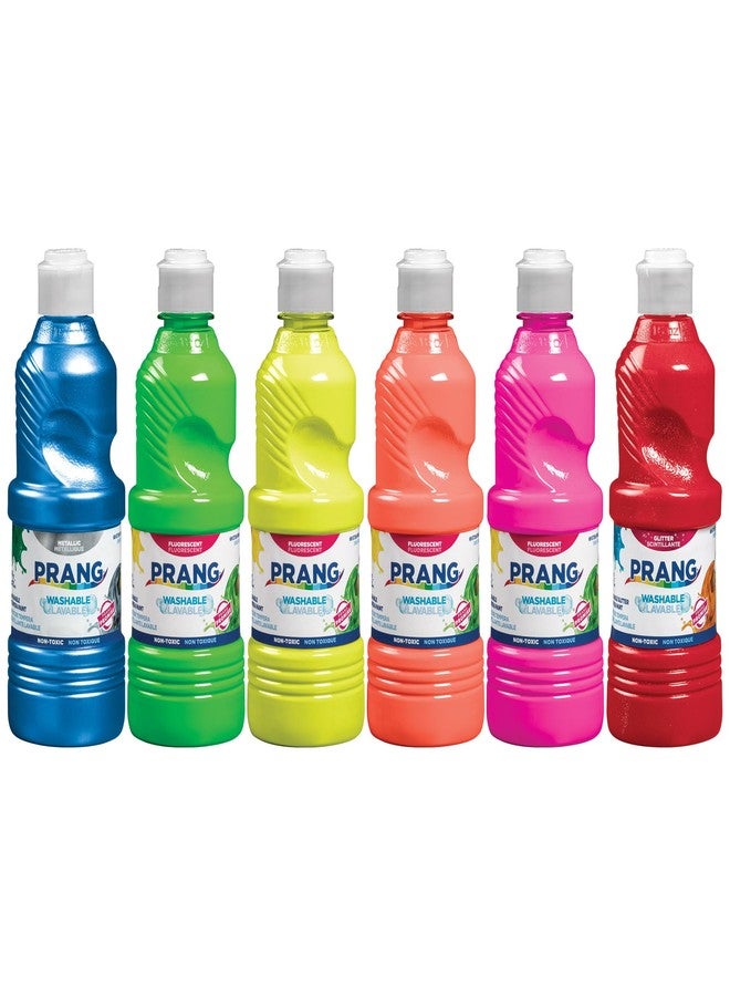 Prang Washable Tempera Paint, Assorted Fluorescent Colors, 16 Oz., 6 Count - Image 1
