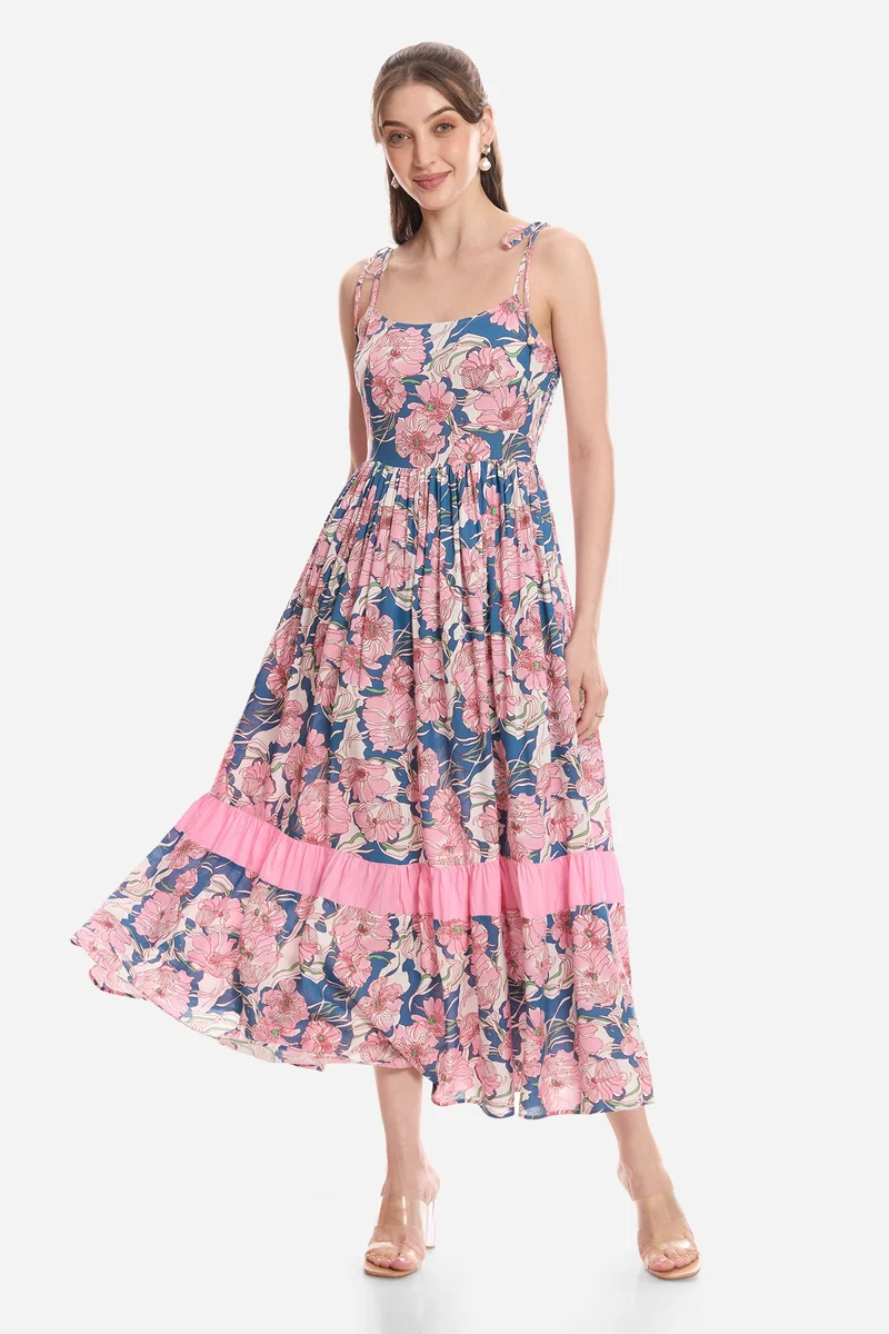 فيرجيو Floral Viscose Tiered Maxi Dress for Women