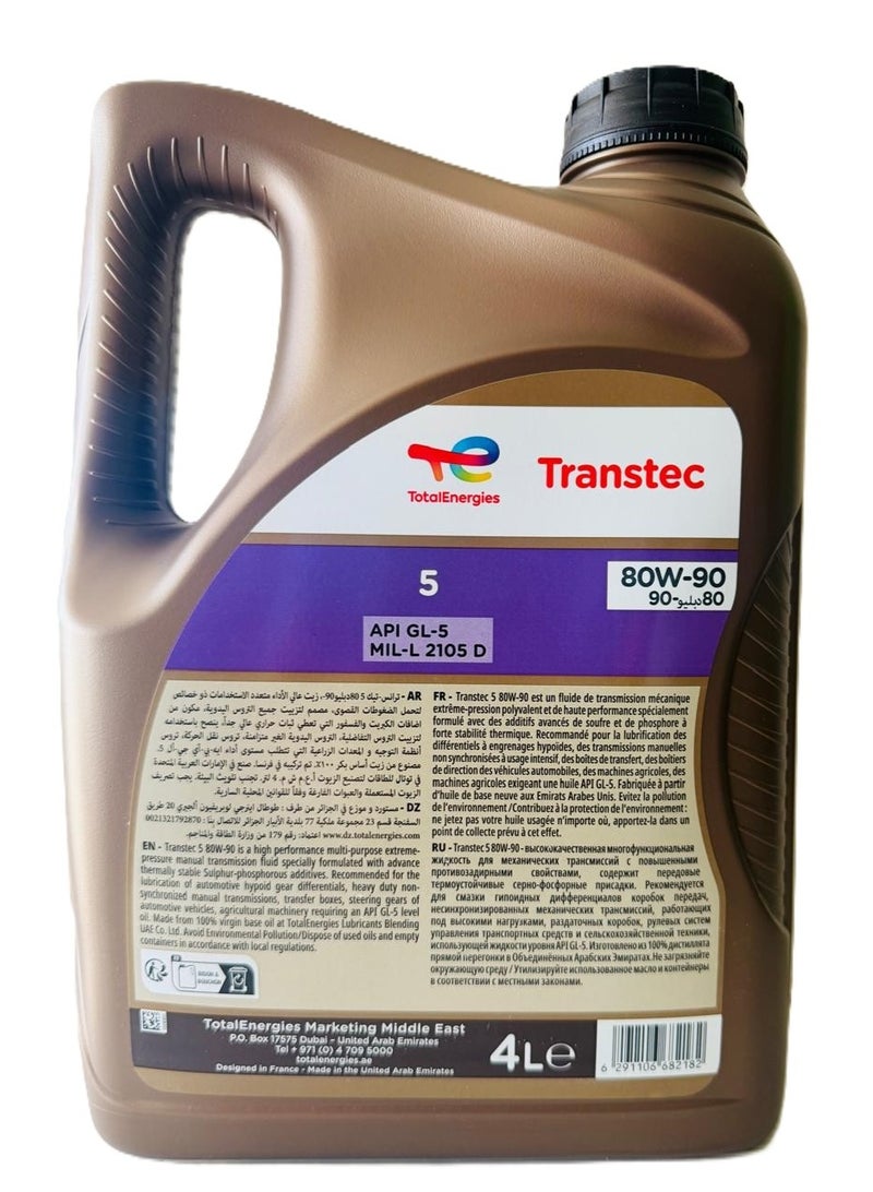 Total Energies 80W90 GL-5 Transtec Manual Transmission/Gearbox Fluid 4Ltr - Image 5