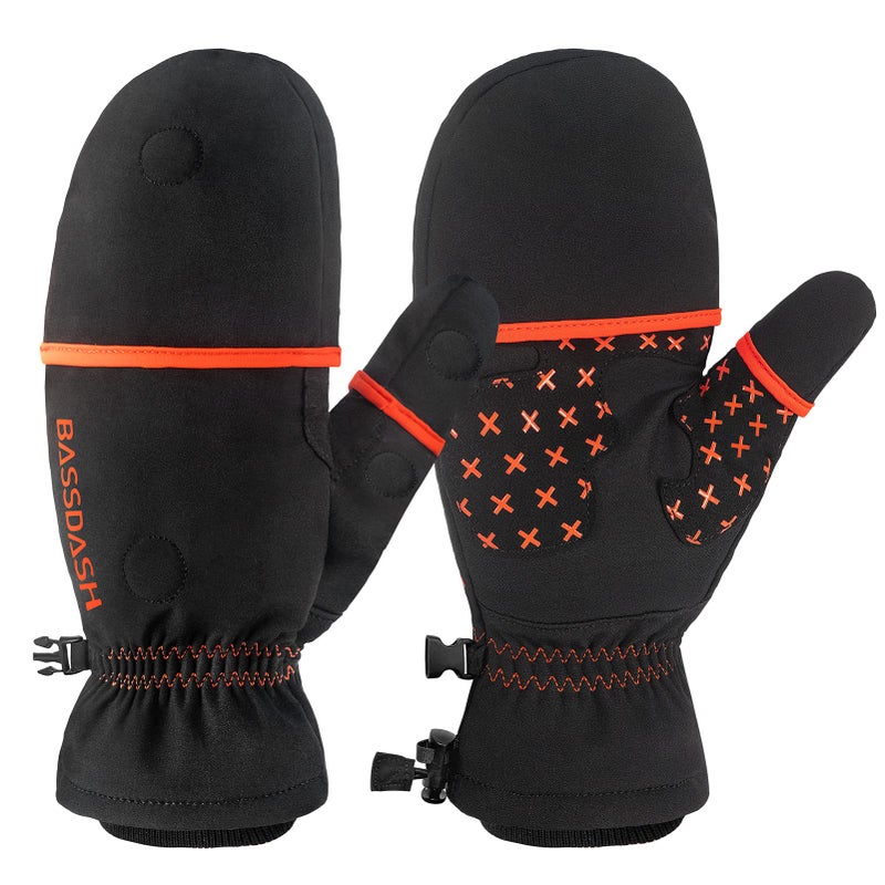 BASSDASH WinteFlex Insulated Ice Fishing Mittens Cold Weather Fingerless Gloves Water Resistant for Men Women Hunting - Image 5