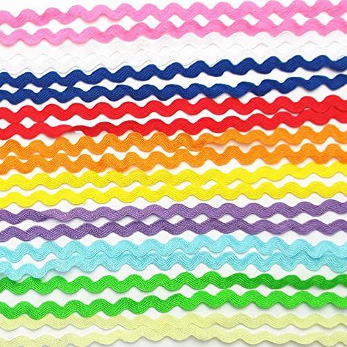 Dandan DIY 50yards Multi-Colors Colorful 5mm Wave Bending Fringe Trim Ribbon for Clothes Dress Sewing Flower Making Home Party Wedding Decoration Lace Ribbon Craft Supply - Image 1